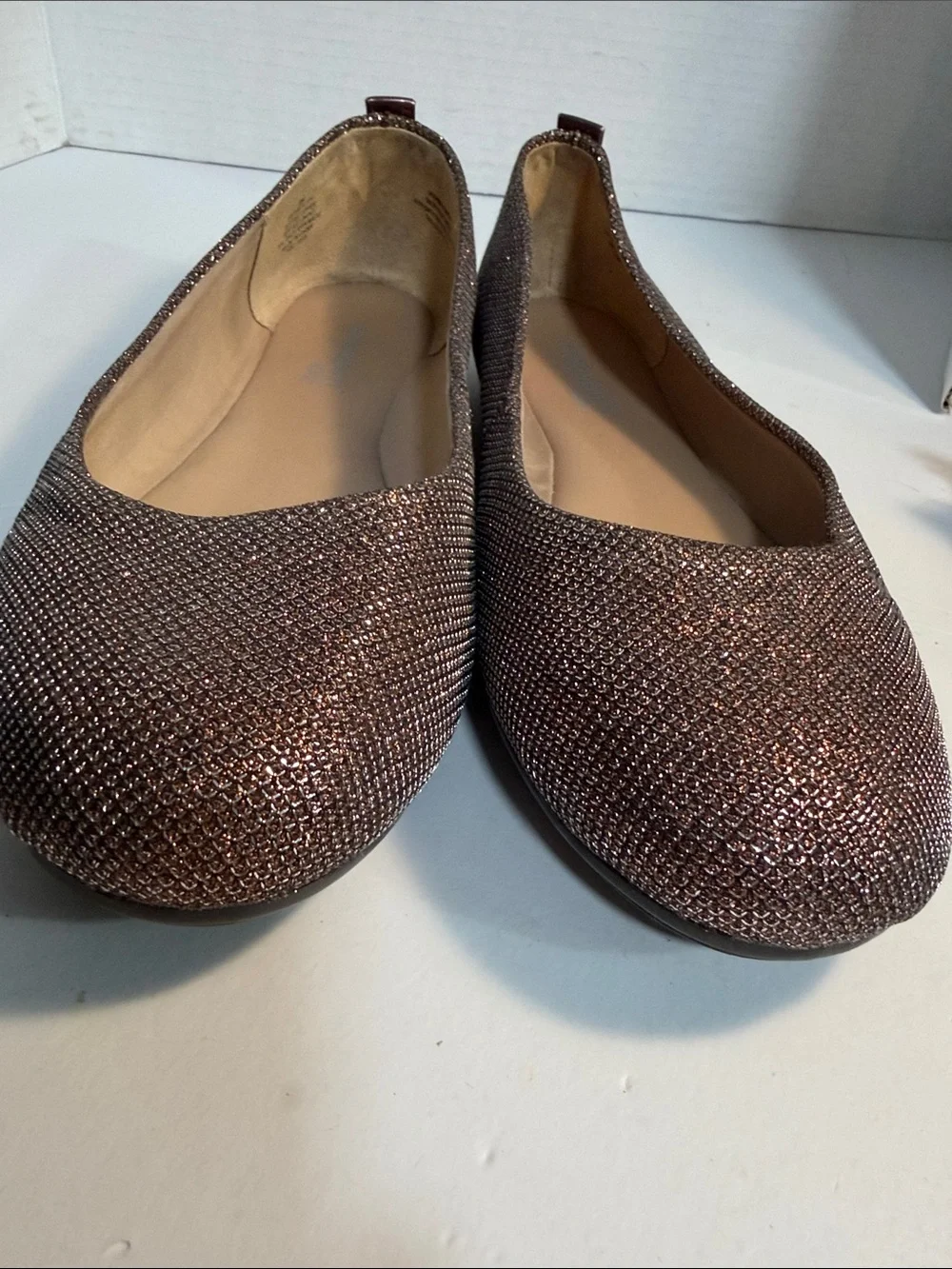 Easy Spirit Metallic Bronze Sparkle Ballet Flats